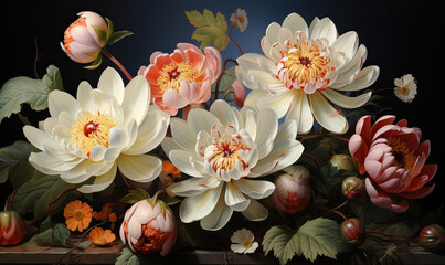 Beautiful lotus flowers close up on a dark background.