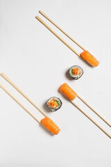 sushi with chopsticks