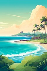 Fototapeta na wymiar Retro Hawaii travel poster