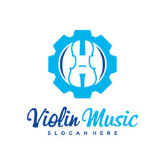 Violin Gear logo design Template. Creative Violin logo vector illustration.