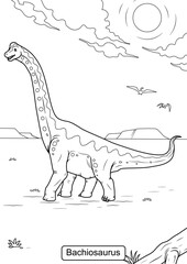 Brachiosaurus Dinosaur line art for coloring page vector illustration