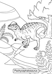 Phachycepharosaurus Dinosaur line art for coloring page vector illustration