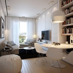 Fototapeta na wymiar Modern small apartment interior design