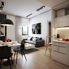 Fototapeta premium Modern small apartment interior design
