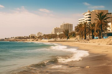 Scenic view of Jeddah Beach on the Red Sea coast in Saudi Arabia. Generative AI