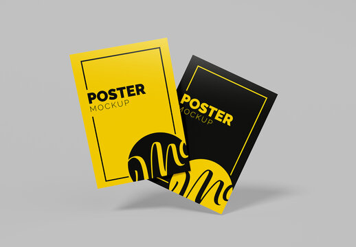 Two Posters Floating Mockup