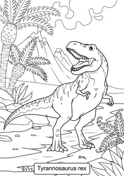 Dinosaur line art for coloring page vector illustration