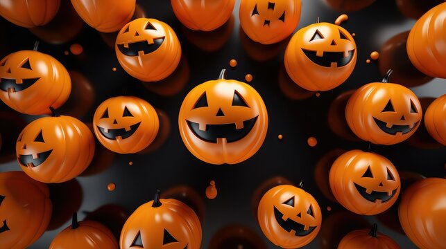 Halloween pumpkin 3D pattern social media banner, Jack o lantern trick o treat Halloween October 31st celebration illustration