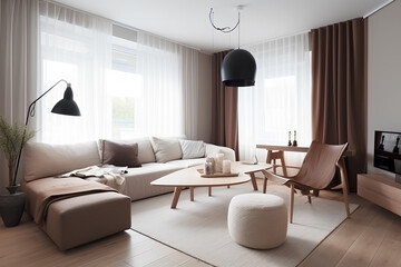 Nordic style interior of living room in modern house.