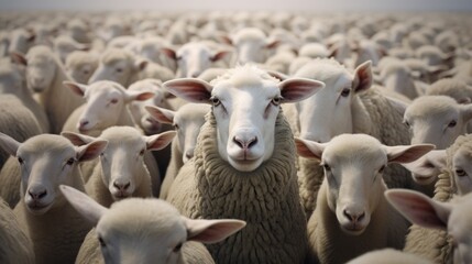 Fototapeta premium Portrait of a Flock of Sheep