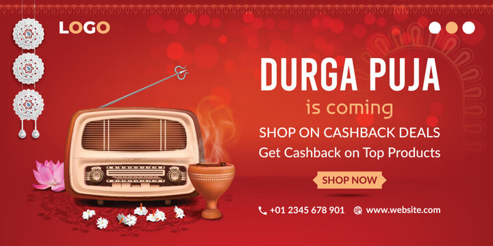 durga puja festival offer banner design navratri sale banner template