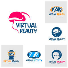 Fototapeta na wymiar Set of Virtual Reality logo design Template. Creative Virtual Reality logo vector illustration.