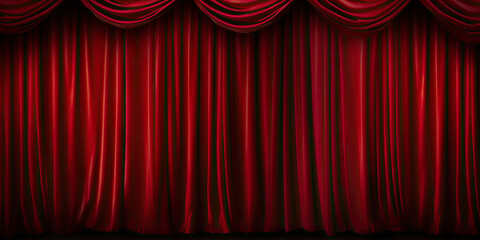 Theater stage red curtains wallpaper. - obrazy, fototapety, plakaty
