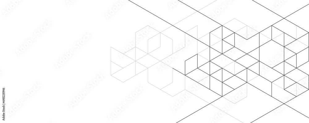 Poster The graphic design elements with isometric shape blocks. Vector illustration of abstract geometric background