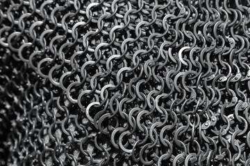 Chain mail close up photo with selective focus