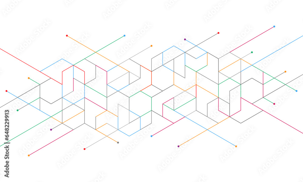 Poster The graphic design elements with isometric shape blocks. Vector illustration of abstract geometric background