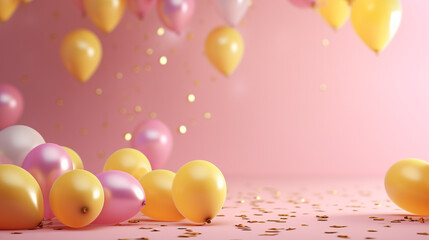 Fototapeta na wymiar Glossy Happy Birthday Balloons unique background and design