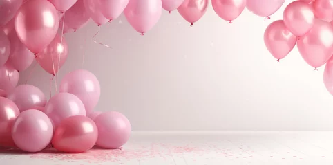 Foto op Aluminium Festive banner with pink helium balloons. Frame composition with space for your text. Useful for announcement , poster, flyer, greeting card © © Raymond Orton