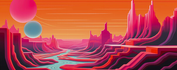 Obraz premium Cosmic Chaos: Hand-Drawn Comic Illustration in Retro 90s Style, Generative AI