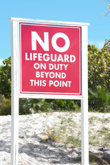 warning signs board No lifeguard on duty