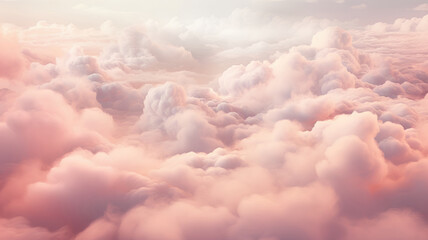 Fluffy white and pink clouds