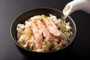 カニ茶漬け　(毛蟹)