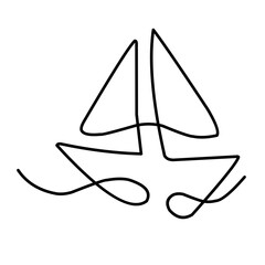 One Line Sailboat Drawing 