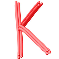 Red Uppercase Alphabet - K