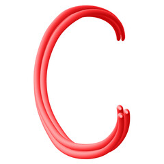 Red Uppercase Alphabet - C