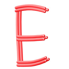 Red Uppercase Alphabet - E