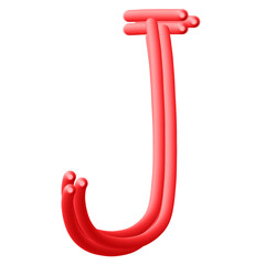 Red Uppercase Alphabet - J