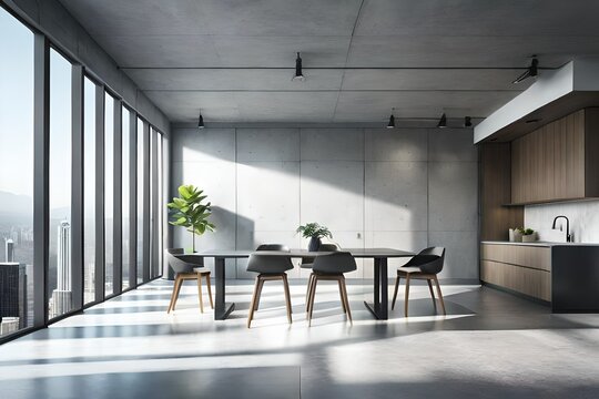 modern dining room with table