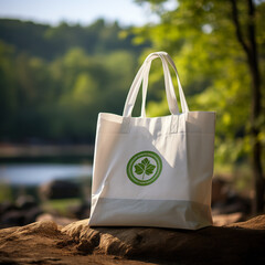an eco-sustainable fabric bag with a natural background