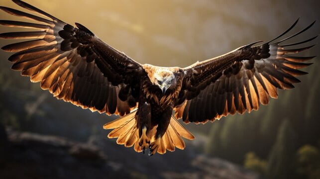 an image of a golden eagle with its wings spread wide in flight