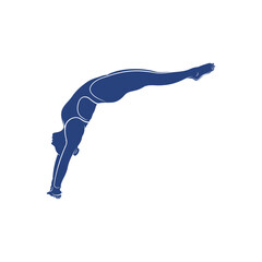 Synchronized Diving vector illustration design. Springboard Platform Diving Silhouette. Sport Athletes design template.