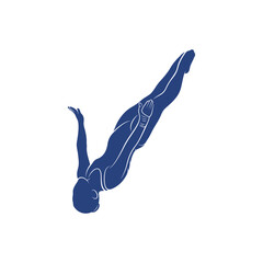 Synchronized Diving vector illustration design. Springboard Platform Diving Silhouette. Sport Athletes design template.