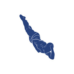 Synchronized Diving vector illustration design. Springboard Platform Diving Silhouette. Sport Athletes design template.