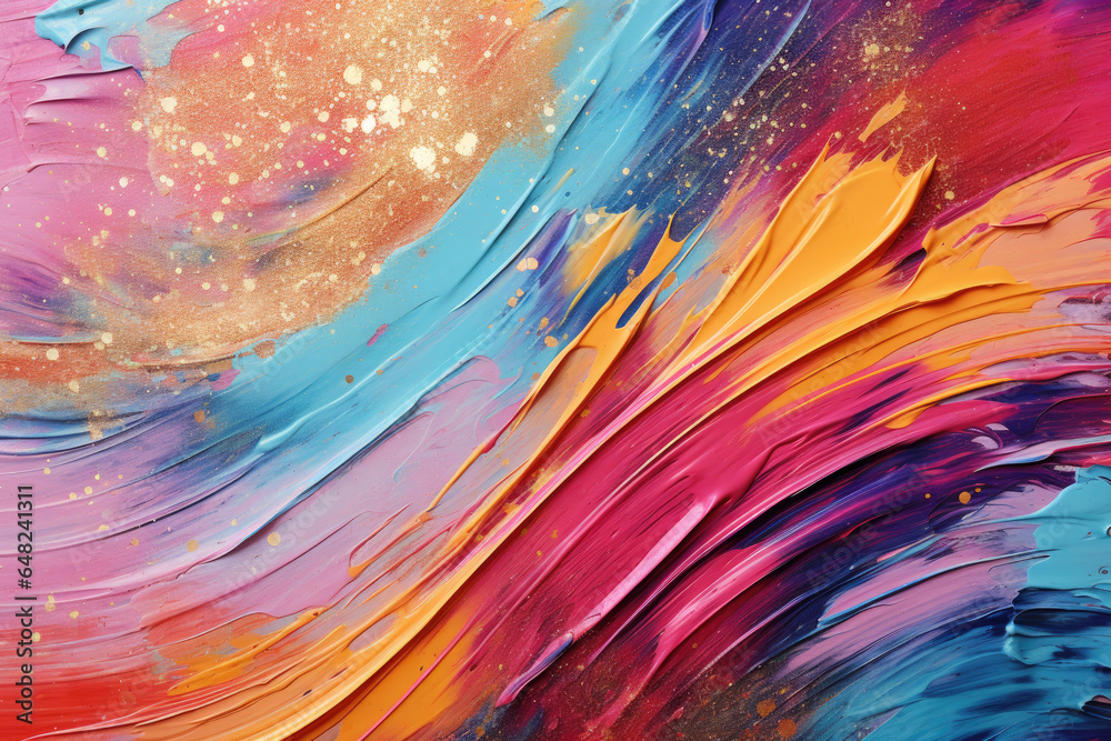 Poster make up painting with colorful solid brushstroke