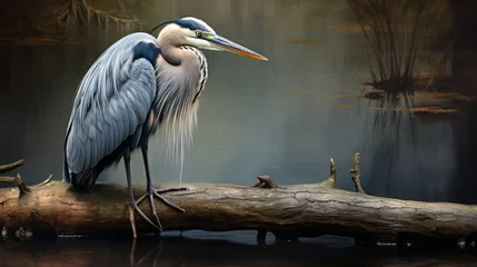 Foto op Plexiglas an image of a great blue heron in a contemplative pose © Wajid