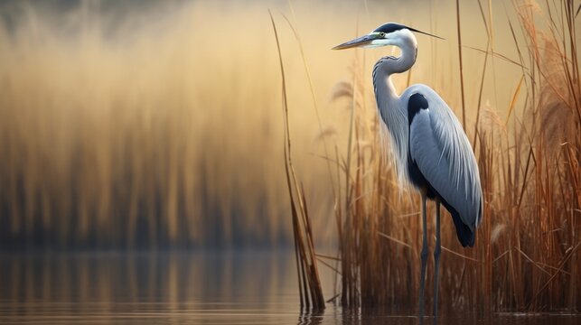 an image of a heron standing tall amidst the reeds