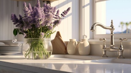 Farmhouse Kitchen Sink with Lavender