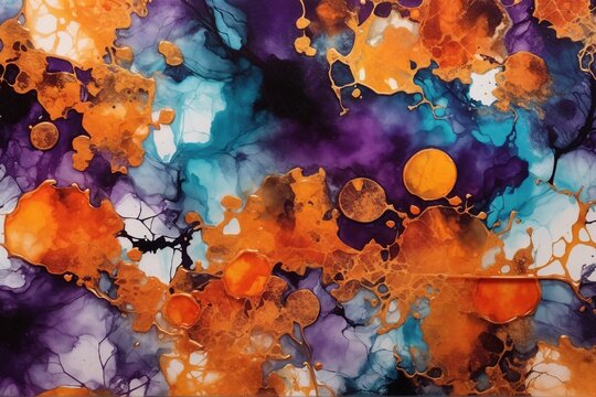 Halloween Alcohol Ink Texture background, Alcohol ink Texture, Alcohol Texture Background, Halloween Background, AI Generative