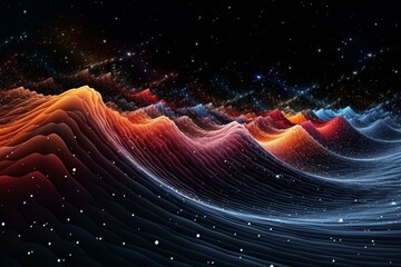 Gravity waves from stars colliding. Astrophysics concept. Generative AI - obrazy, fototapety, plakaty