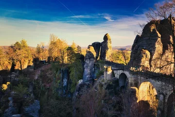 Küchenrückwand Plexiglas Basteibrücke Bastei - Bridge - Elbsandsteingebirge - Sächsische Schweiz - Deutschland - Sachsen - Gebirge - Berg - Berge - Fels - Beautiful