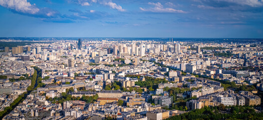 Obraz na płótnie Canvas Aerial view over the large city of Paris France - travel photography in Paris France