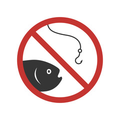 No Fishing in Area Prohibited Sign. Vector