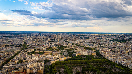 Fototapeta na wymiar Aerial view over the large city of Paris France - travel photography in Paris France
