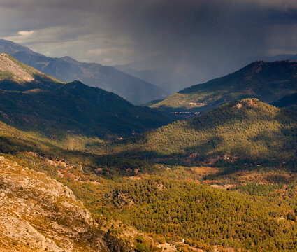 Rain Storm Approaching Puerto De Las Palomas In Cazorla Natural Park; Segura Y Las Villas, Jaen Provinc, Andalusia, Spain