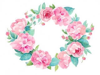  Circle Frame floral wreath watercolor