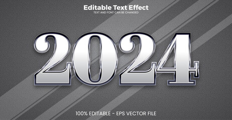 2024 new year editable text effect in silver modern trend style